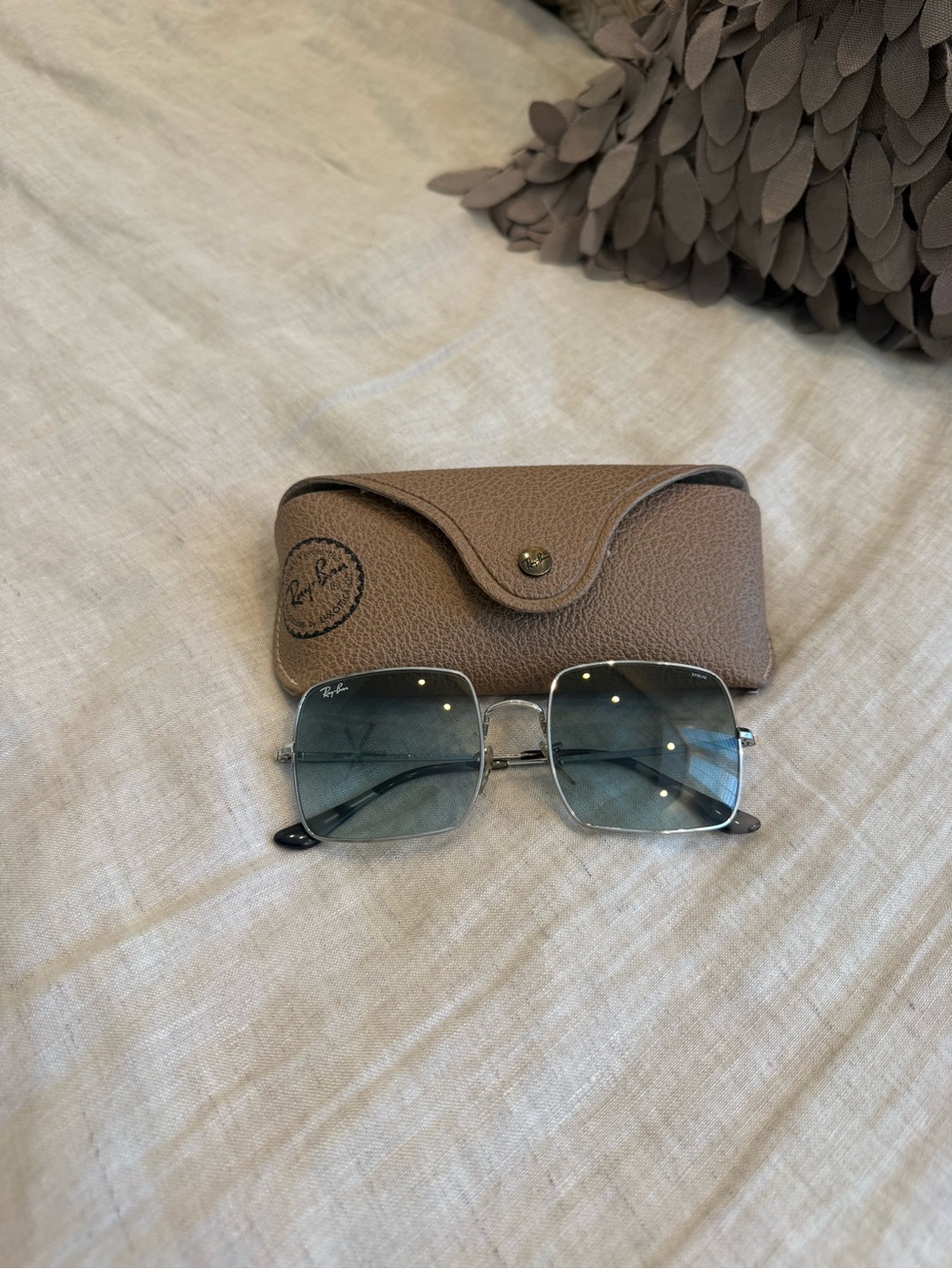 Ray-Ban Silver Frame Sunglasses with Blue Lenses